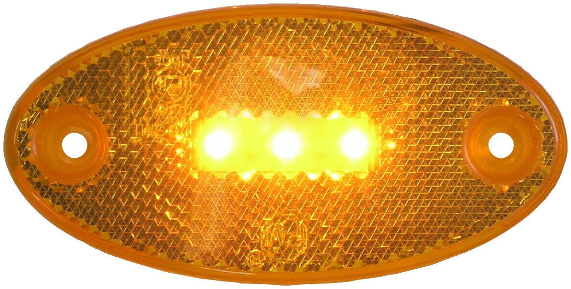 LED Side Marker, Oval, ECE, w/ Reflex, 3.94"X1.97", Multi-volt, amber, bulk pack (Pack of 50)