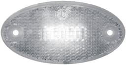 LED Front End Outline Marker, Oval, ECE, w/ Reflex, 3.94"X1.97", Multi-volt, white, bulk pack (Pack of 50) - 1200C