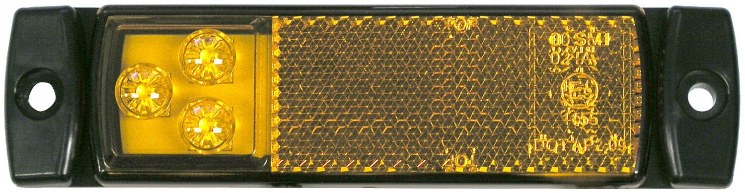 LED Side Marker, Rectangular, ECE, w/ Reflex, 5.11"X1.26", Multi-volt, amber, bulk pack (Pack of 50)