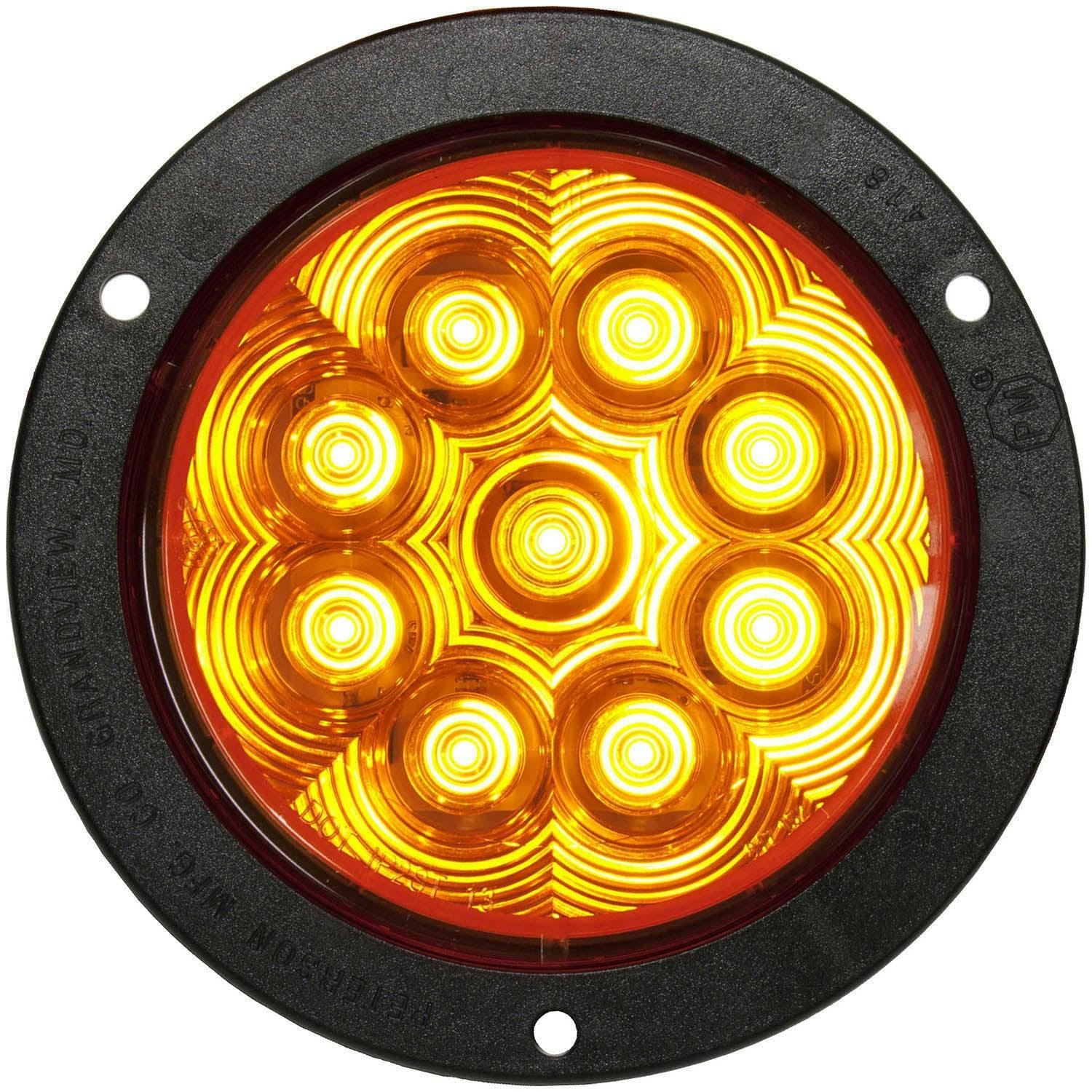 LED Turn Signal, Round, Ece, AMP, Flange-Mount 4", Multi-volt, amber (Pack of 6) - 1218A-lit