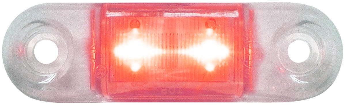 LED Side Marker/ Outline Light, Oval, Ece, 2M Leads 2.75"X.75" Multi-volt, red, clear lens, bulk pack (Pack of 50)
