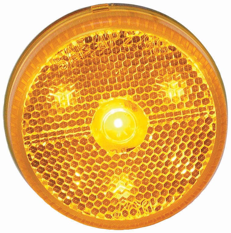 LED Marker/ Clearance, P2, Round, AMP Housing w/ Reflex, 2.5", amber, bulk pack - 173A_lit