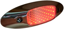 LED Auxiliary, Oval, w/ Chrome Bezel, 6.45"X2.16", red, bulk pack (Pack of 50) - 179R-angled