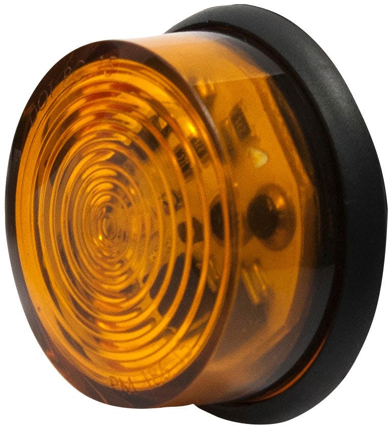 LED Marker/ Clearance, PC-Rated, Round, Dot XL, 8" Stripped Leads, 1.375", amber, bulk pack (Pack of 50) - 186A