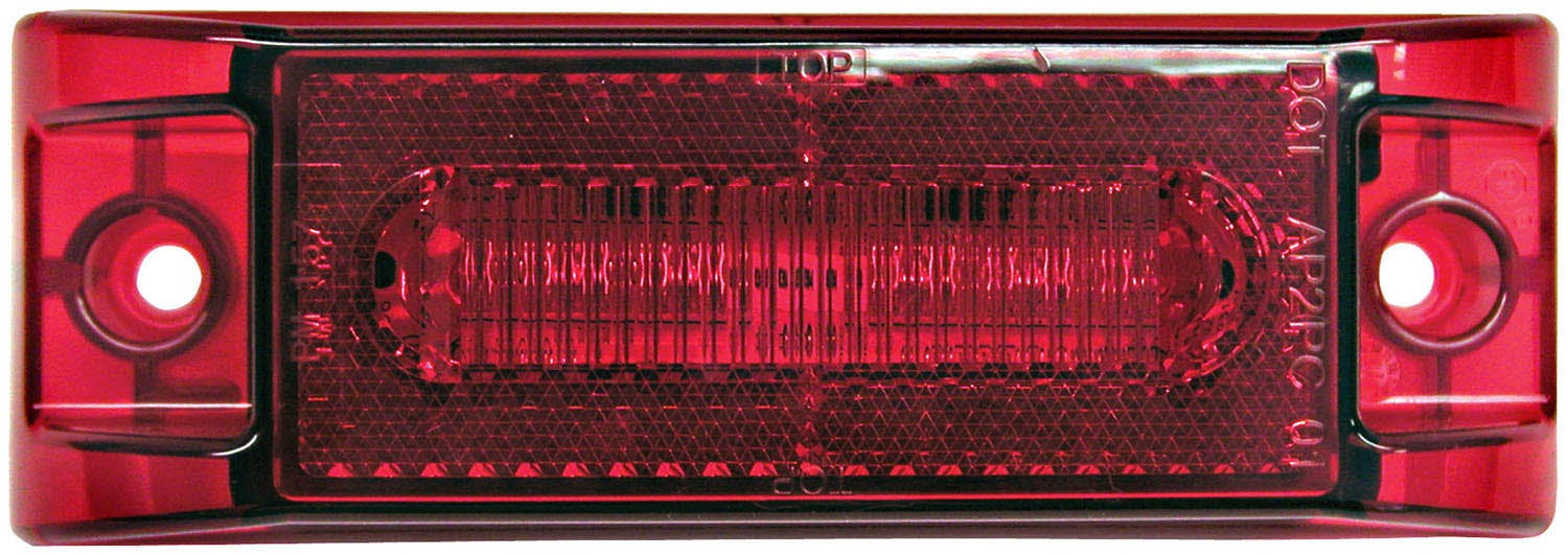LED Marker/ Clearance, PC-Rated, Rectangular, w/ two .180 Bullets, 6.0"X2.0", red, bulk pack (Pack of 50)
