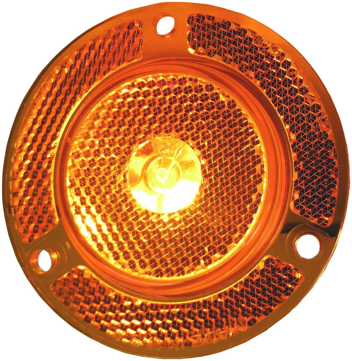LED Marker/ Clearance, P2, Round, Reflex Flange, 2.0", amber, bulk pack (Pack of 50) - 190A-Lit
