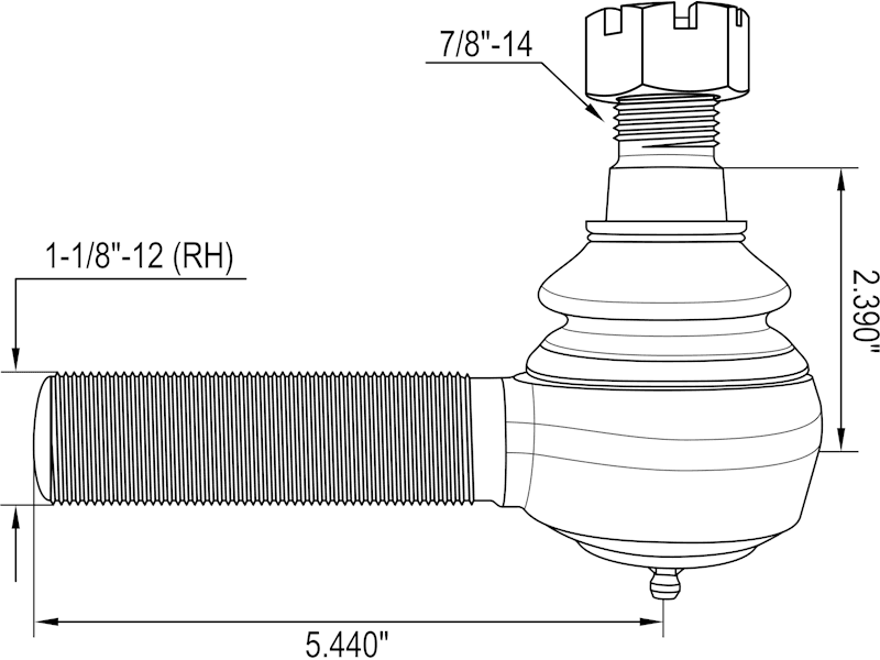 Tie Rod End, RH for Ford, Freightliner, International, Kenworth, Peterbilt, Volvo - 21f90b7d92648731a270aa1833b78c86