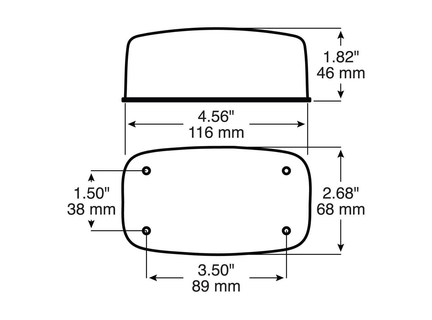 Incandescent Turn Signal Light, Rectangular, Dual Filament, 4.5625"X2.5", amber (Pack of 6) - 306_line_dual_2view-BX5-1_d625369d-c998-4922-b8ab-c56c31d95a91