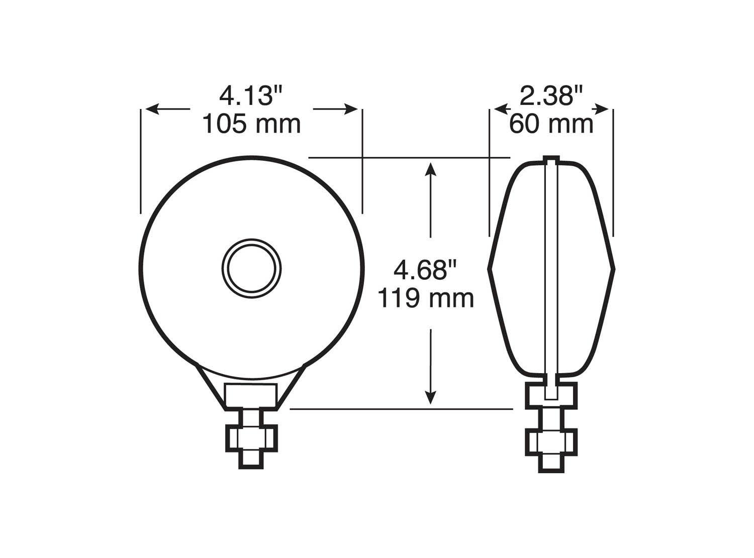 Incandescent Stop/ Turn, Double-Face, Round, Amber/Amber, 4.125", amber (Pack of 6) - 313_line_dual_2view-BX5-1