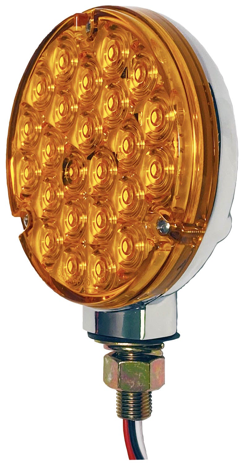 LED Stop/Turn/Tail, Single-Face, Round, Pedestal, 4.10", amber (Pack of 6) - 339A-July2020