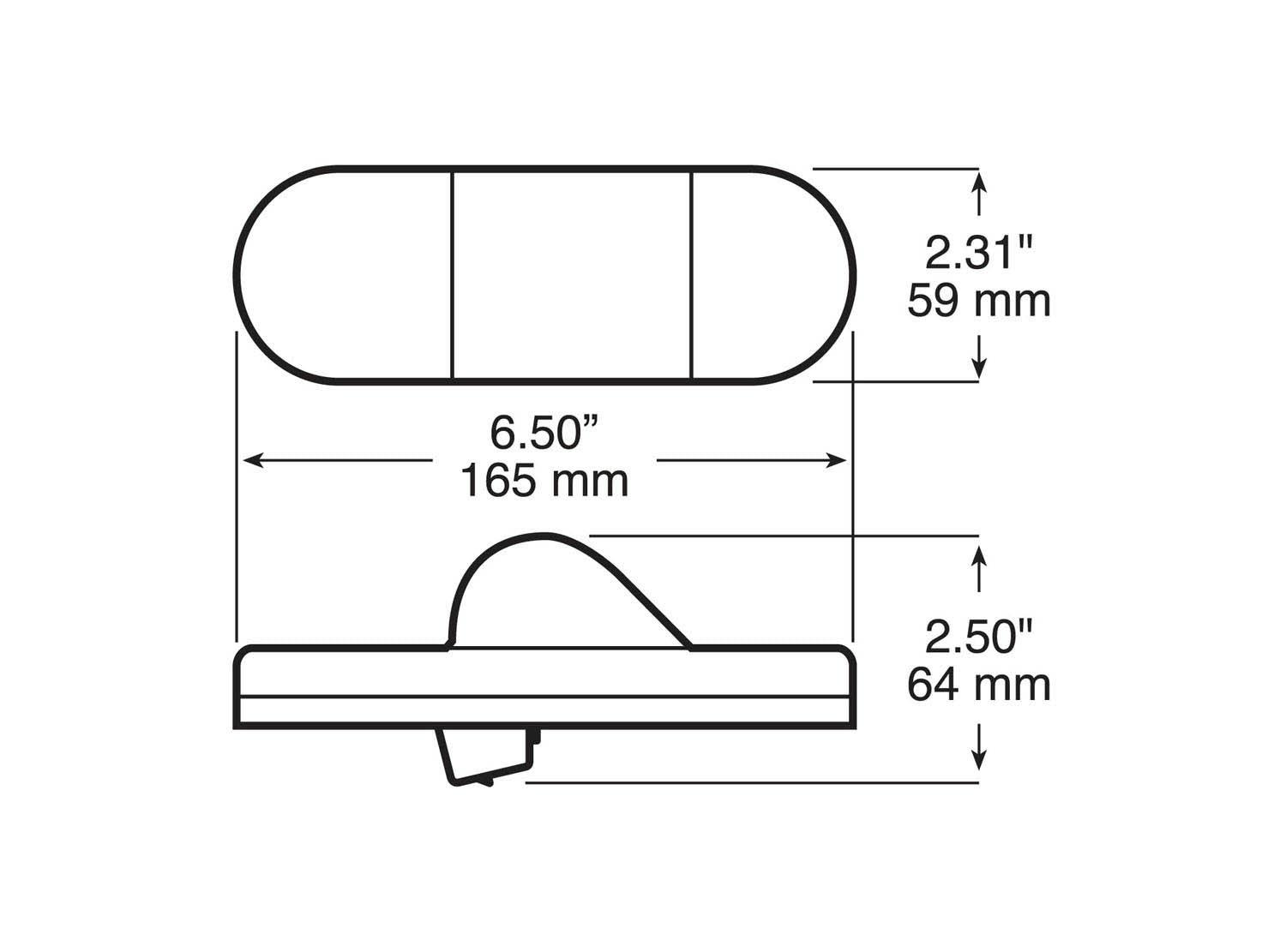 LED Mid-Turn/ Side Marker, Oval, Hardshell Connector, 6.50"X2.25", amber, bulk pack (Pack of 50) - 355_line_dual_2view-BX5-1_80ccbc73-ebdb-4445-8a9e-a0f6a7e1b18f
