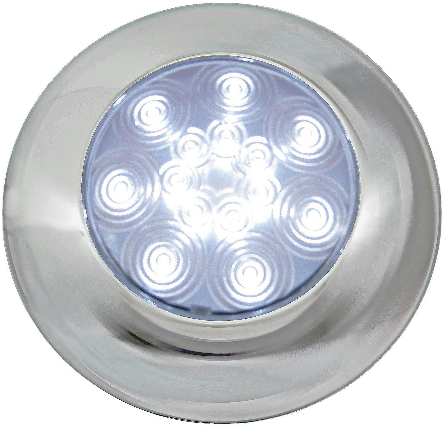 LED Dome/ Interior Light, Round, Chrome, 2.95", white (Pack of 6) - 381X