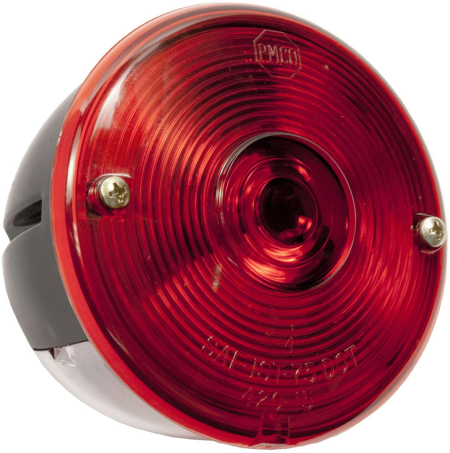 Incandescent Stop/Turn/Tail, Universal, Round, Stud-Mount, w/ License Light, 3.75"X2.625", red (Pack of 3)