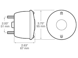 Incandescent Stop/Turn/Tail, Universal, Round, Stud-Mount, w/ License Light, 3.75"X2.625", red (Pack of 3) - 428_line_dual_2view-BX5