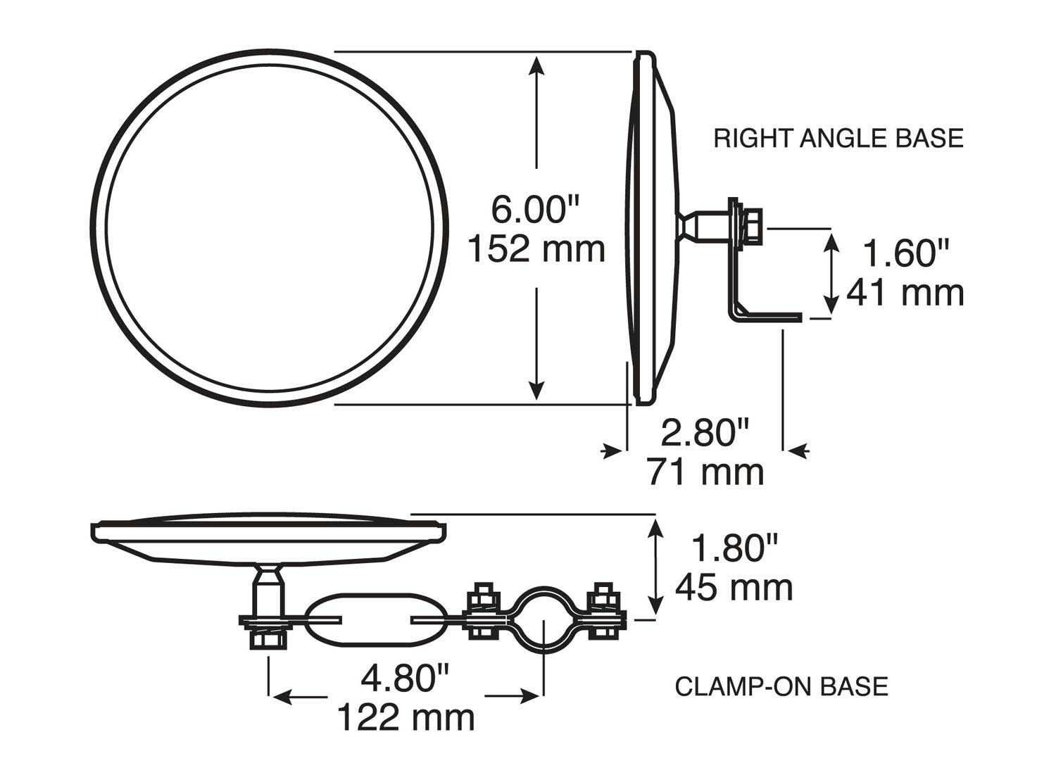 Mirror, Convex, Clamp On, Round, Stainless Steel, 6", display box (Pack of 12) - 655_line_dual_2view-BX5_ab4e3565-01b7-4b49-aaf7-adb222b4a35c