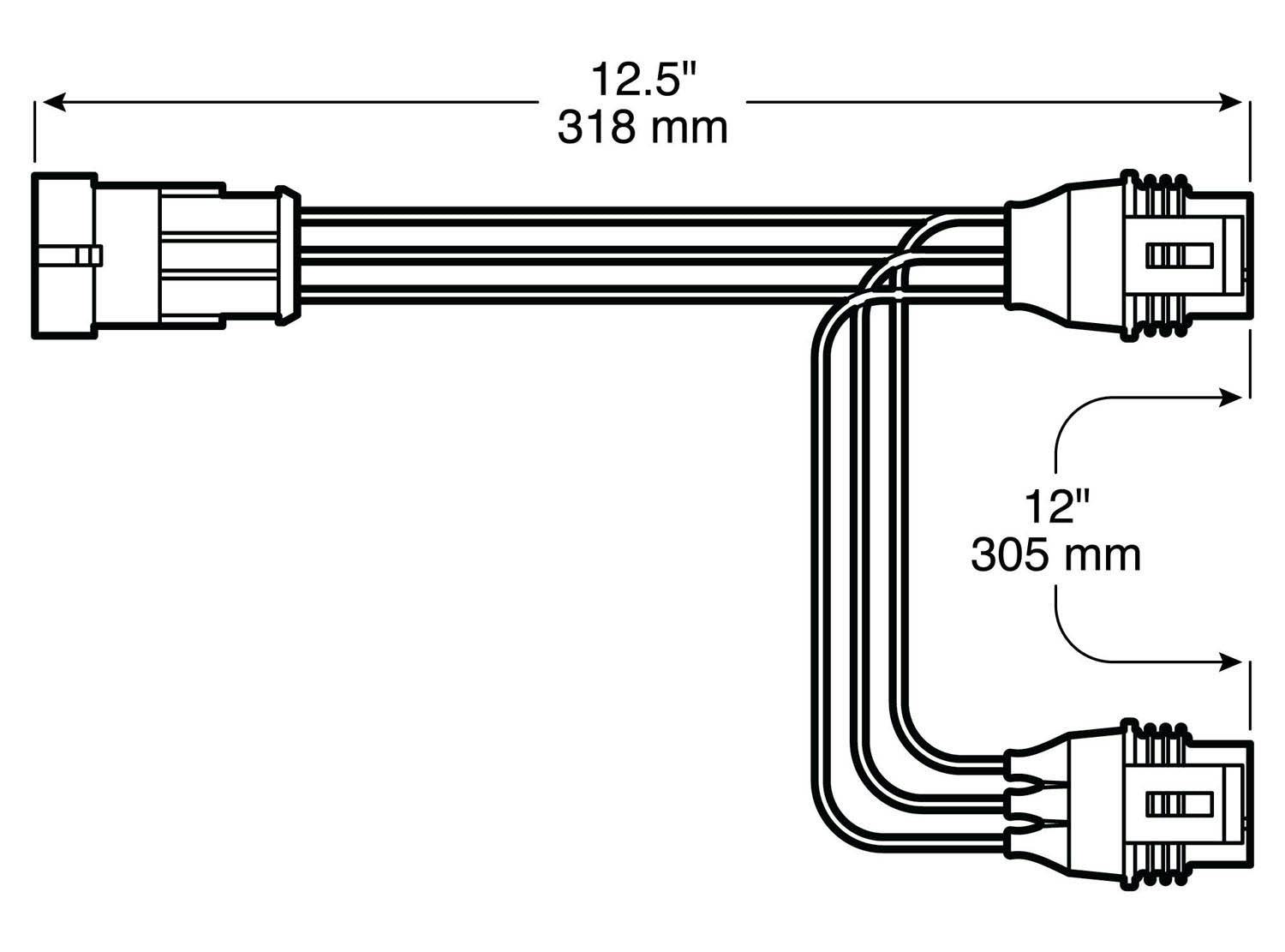 Plug, Y-Adaptor AMP, To 2 Molded AMP, Plugs (Pack of 6) - 817-49Y_line_dual-BX5