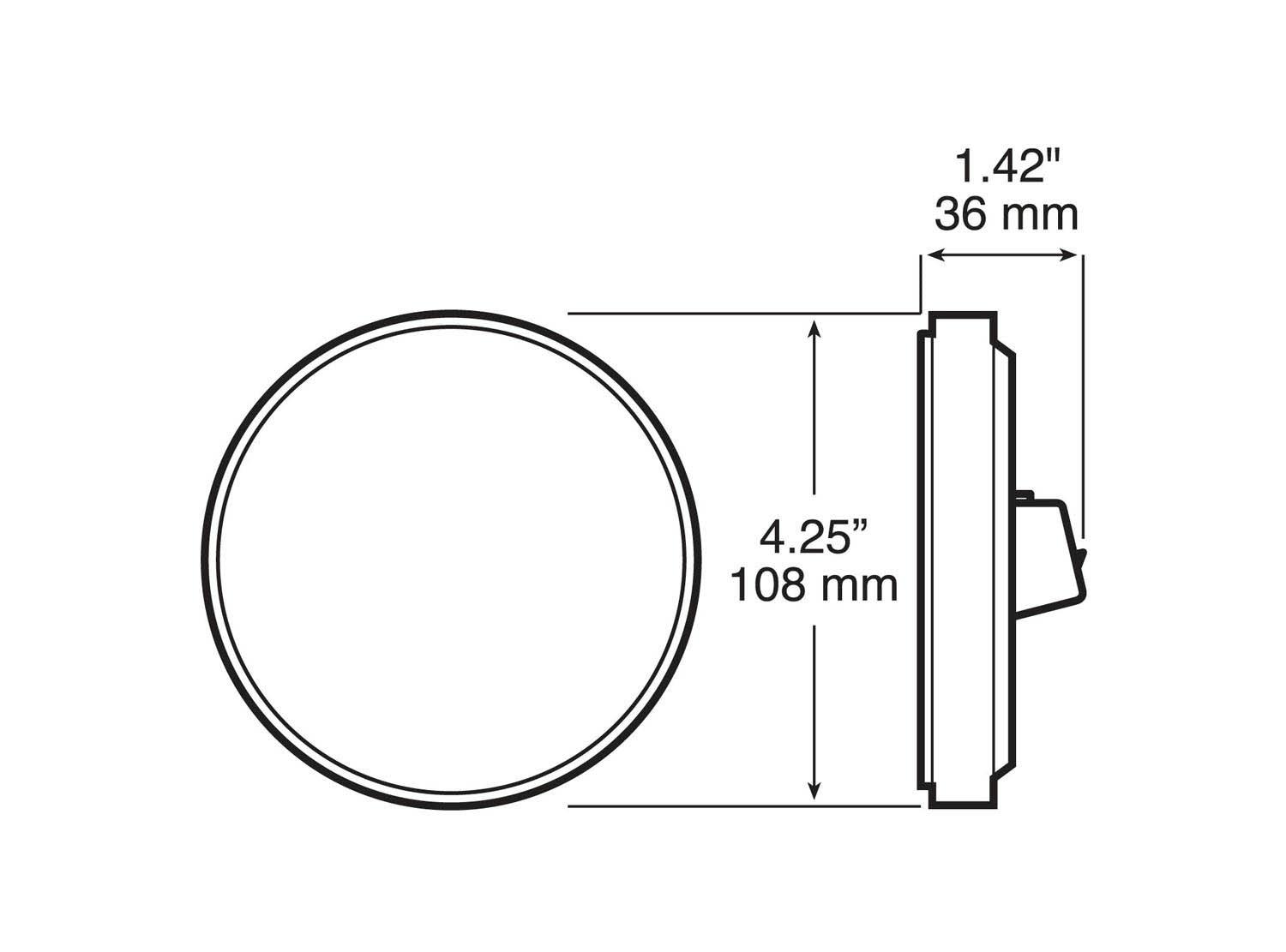 LED Stop/Turn/Tail, & Back-Up Light, Round, Grommet-Mount w/ Plug, 4", Multi-volt, red + white, bulk pack - 817_line_dual_2view-BX5