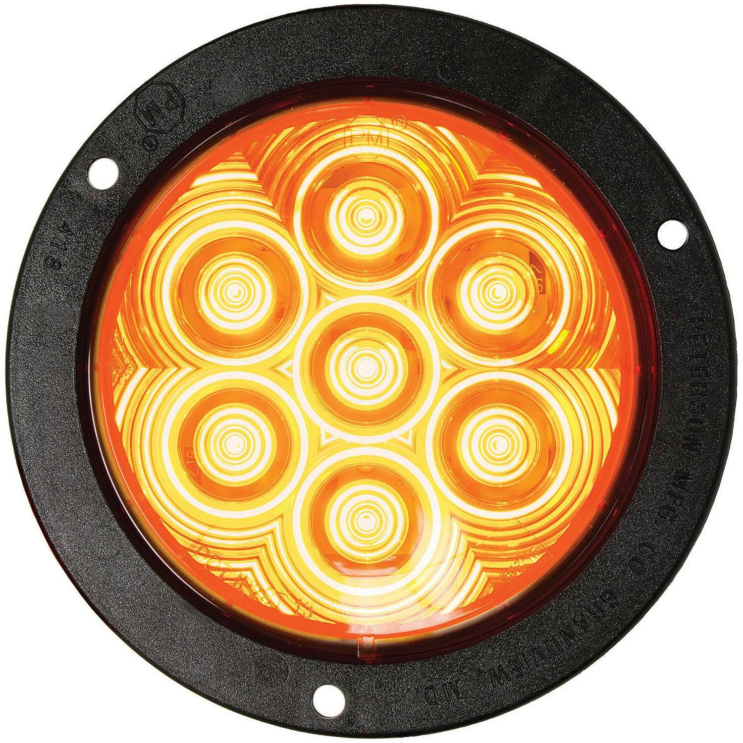 LED Turn Signal, Front & Rear, Round, AMP, Flange-Mount 4", amber (Pack of 6)