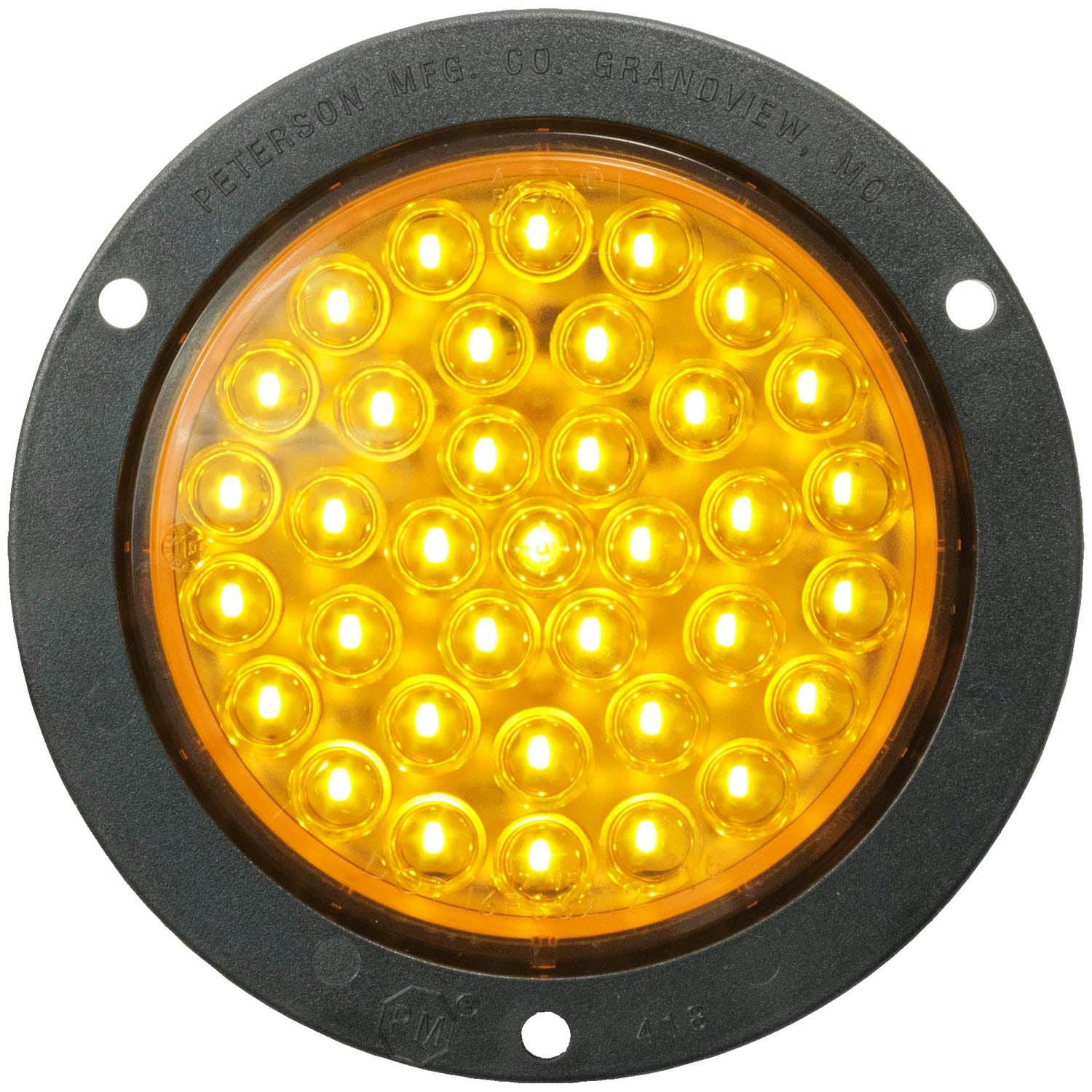 Piranha® LED 4" Round Amber Rear Turn Signal Light, amber, 36 Diode, Flange Mount, W/ Hardwired PL3 Adapter Plug,, mfg pk (Pack of 50) - 818TA-lit