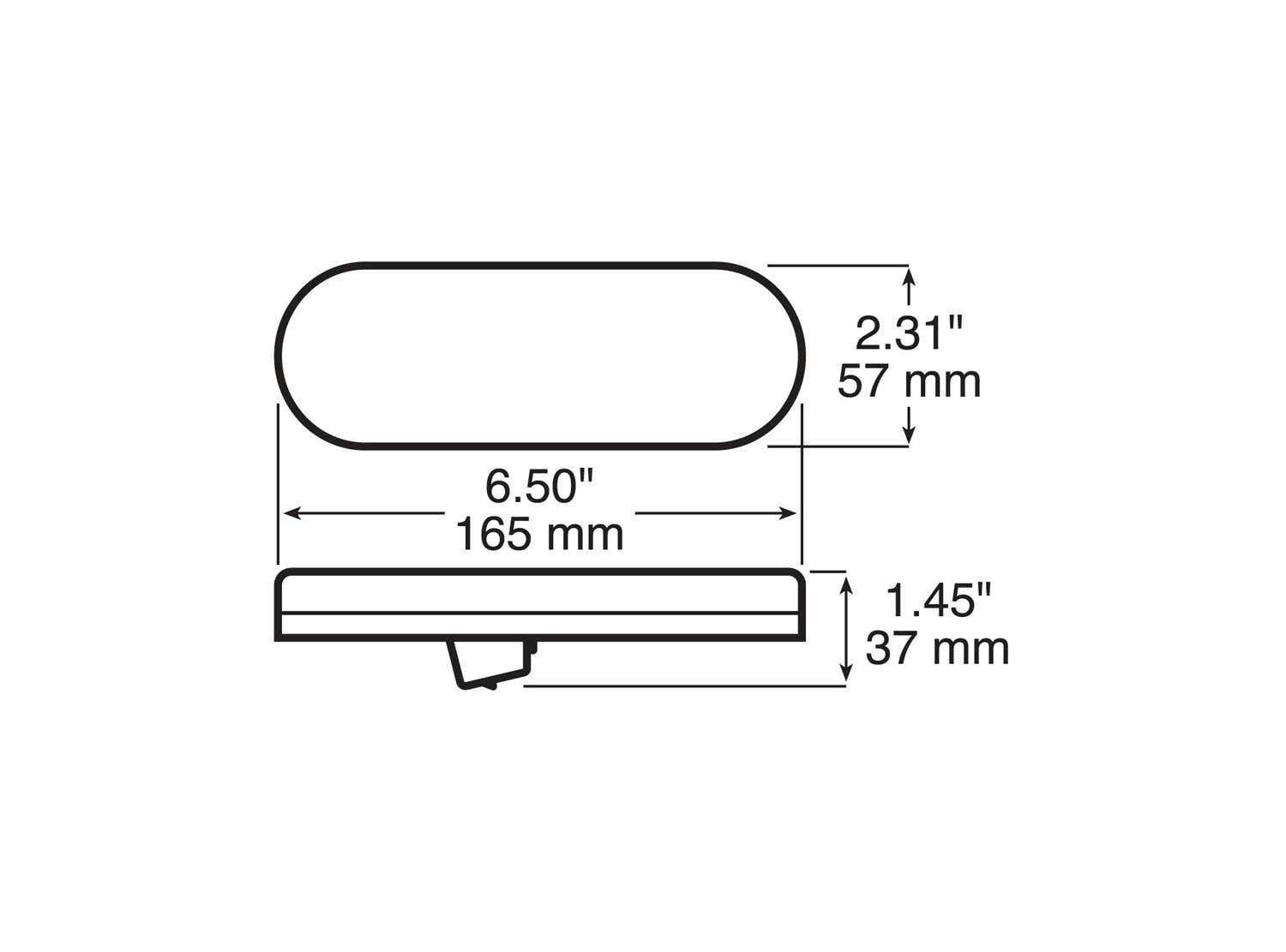 LED Stop/Turn/Tail, Oval, AMP, Grommet-Mount, 6.5"X2.25", Multi-volt, red, bulk pack (Pack of 50) - 820-3_line_dual_2view-BX5_c68f7629-98ce-44b9-b9ac-33b5ff04f401