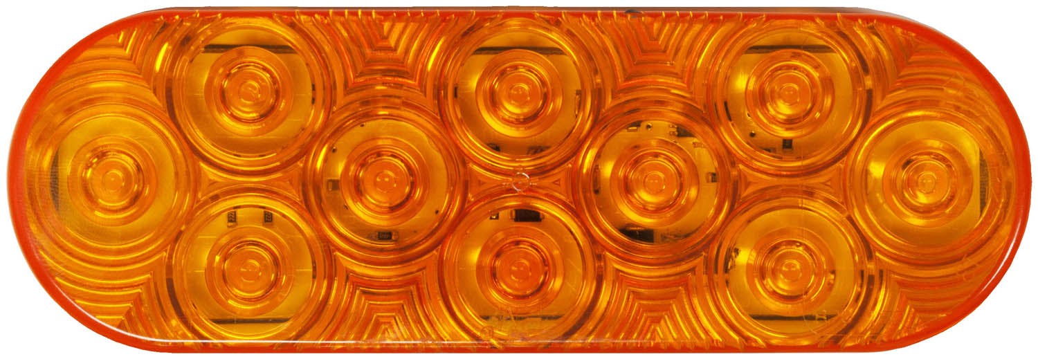 LED Turn Signal, Front & Rear Oval, Grommet-Mount 6.5"X2.25" Multi-volt, amber (Pack of 6)