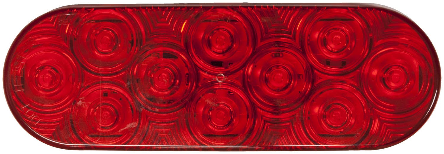 LED Stop/Turn/Tail, Oval, PL3 Housing Grommet-Mount 6.5"X2.25" Multi-volt, red (Pack of 6)