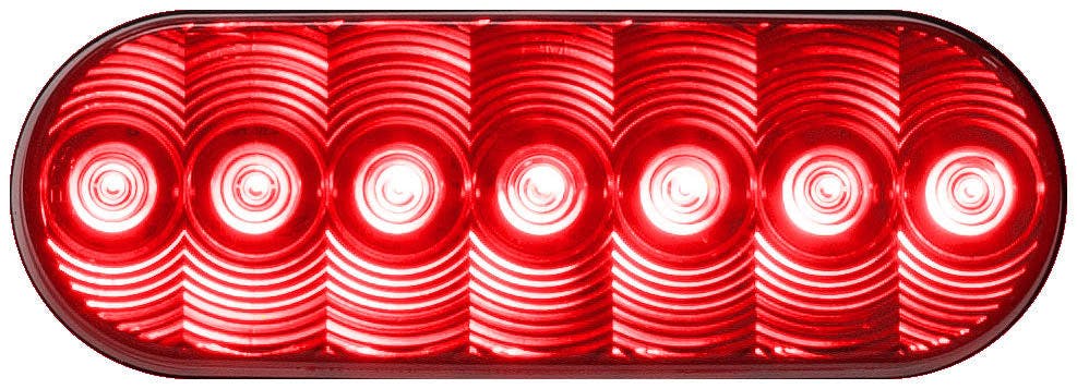 LED Stop/Turn/Tail, Oval, AMP, Grommet-Mount, 6.50"X2.25", red (Pack of 6)