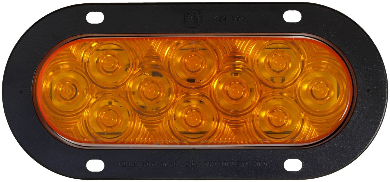 LED Turn Signal, Front & Rear Oval, Flange-Mount 7.88"X3.63" Multi-volt, amber (Pack of 6) - 823A-10