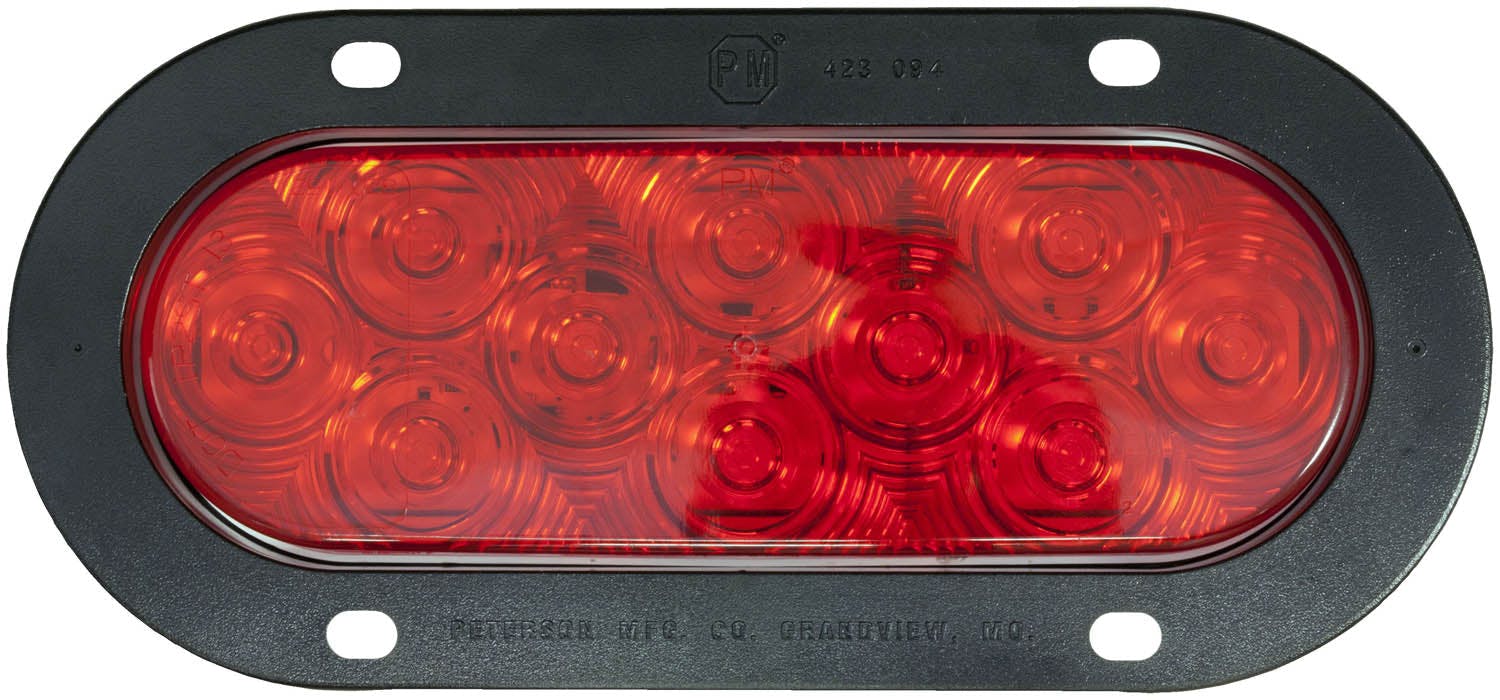 LED Stop/Turn/Tail, Oval, Flange-Mount 7.88"X3.63", Multi-volt, red (Pack of 6) - 823R-10