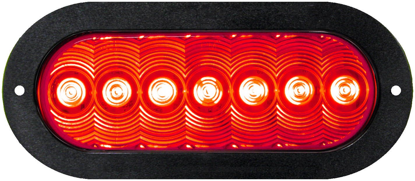 LED Stop/Turn/Tail, Oval, AMP, Narrow Flange-Mount 7.88"X3.31", red (Pack of 6)