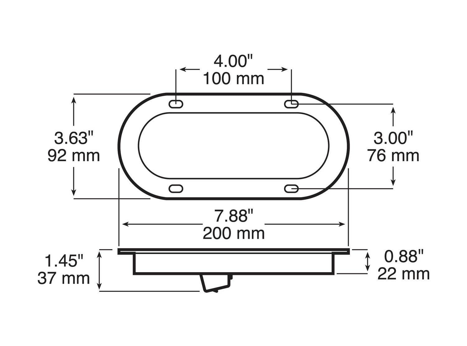 LED Stop/Turn/Tail, & Back-Up Light, Oval, Flange-Mount 6.50"X2.25", red + white, bulk pack (Pack of 50) - 823_line_dual_2view-BX5_2e9de11a-5744-4380-be1a-a79d442ca39a