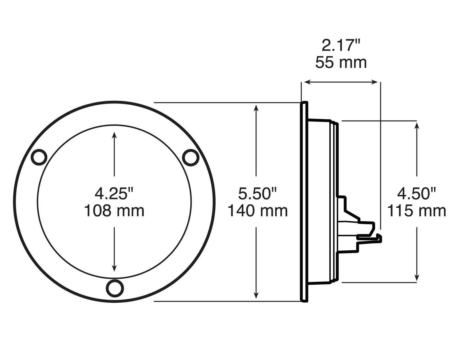 LED Stop/Turn/Tail, Round, Single Diode, Flange-Mount 4", red (Pack of 6) - 824-MV_line_dual_2view-BX5