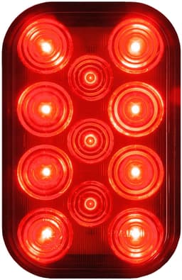 LED Stop/Turn/Tail, Rectangular, ECE, & Dot 11.8" Leads 5.30"X3.44" Multi-volt, red, bulk pack (Pack of 10) - 850R-DOT-ECE