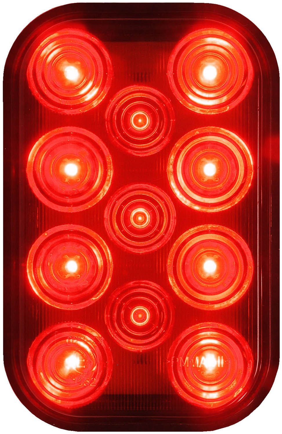 LED Stop/Turn/Tail, Rectangular, ECE, & Dot 11.8" Leads 5.30"X3.44" Multi-volt, red, bulk pack (Pack of 10)
