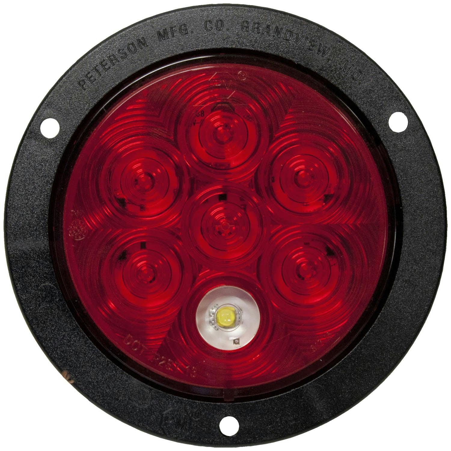 LED Stop/Turn/Tail & Back-Up Light, Round, Flange-Mount w/ Plug, Kit 4" Multi-volt, red + white