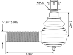 Tie Rod End, RH for Ford, Freightliner, International, Kenworth, Mack, Peterbilt - a51ae97f19b43a325f957ee6083b64ab