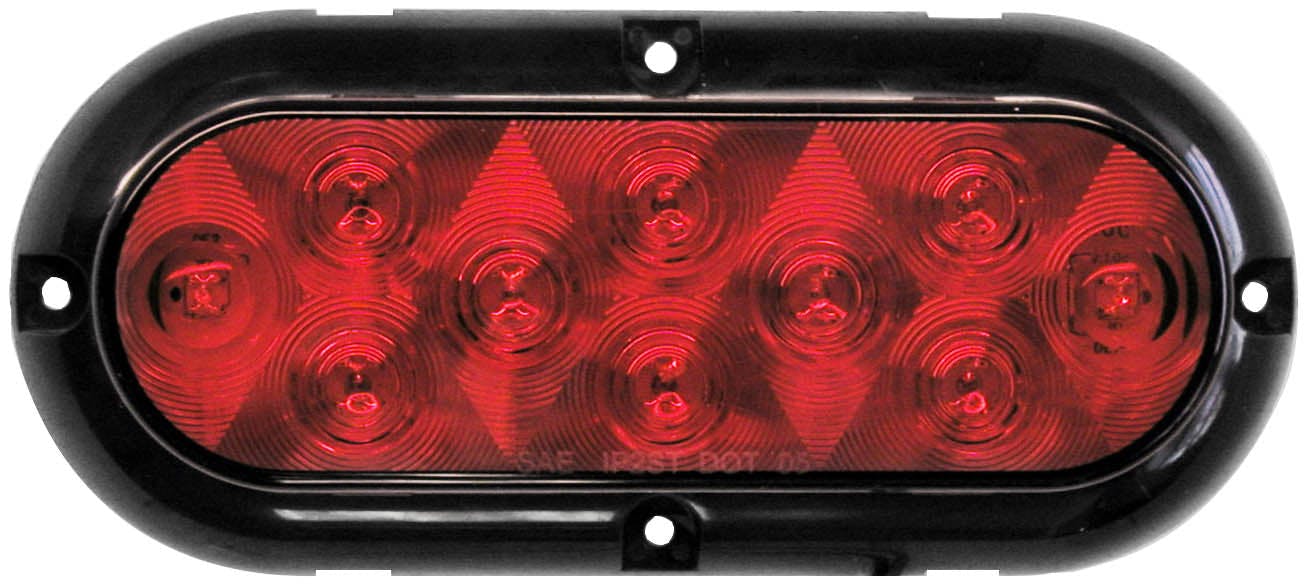 LED Stop/Turn/Tail, Oval, w/ Flange, 7.88"X3.63", Multi-volt, red, bulk pack (Pack of 50)