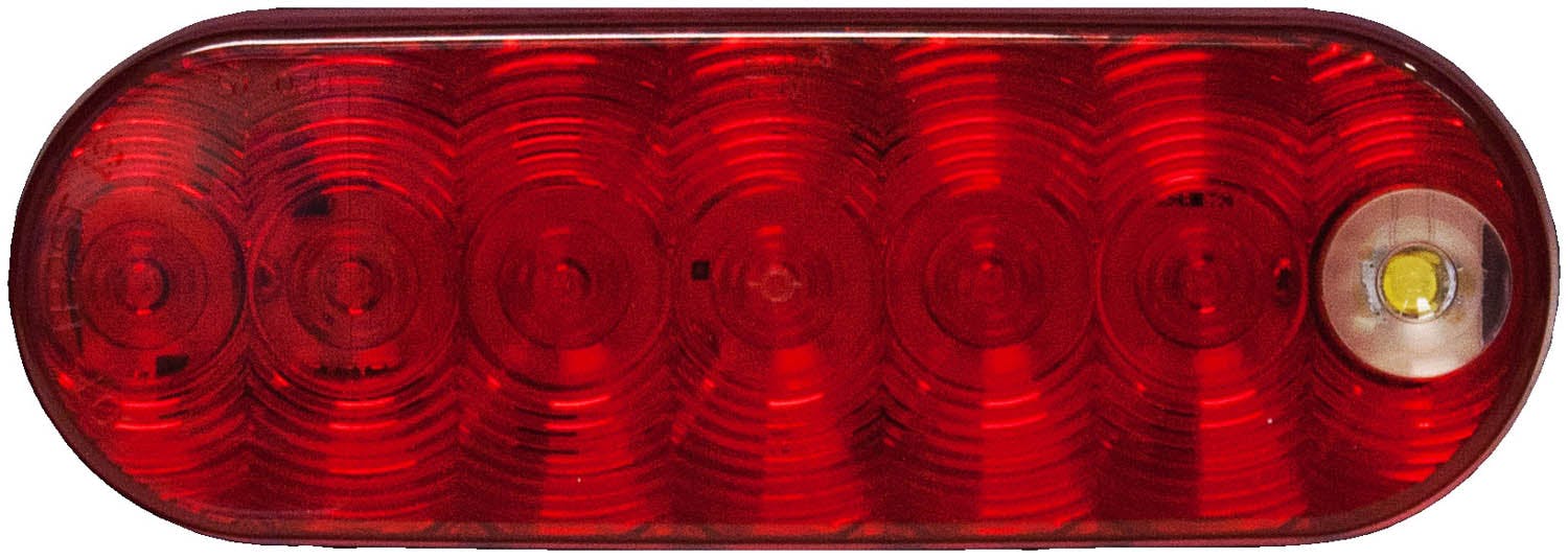 LED Stop/Turn/Tail & Back-Up Light Oval, Grommet-Mount w/ Plug, 6.50"X2.25", red + white, bulk pack (Pack of 50)