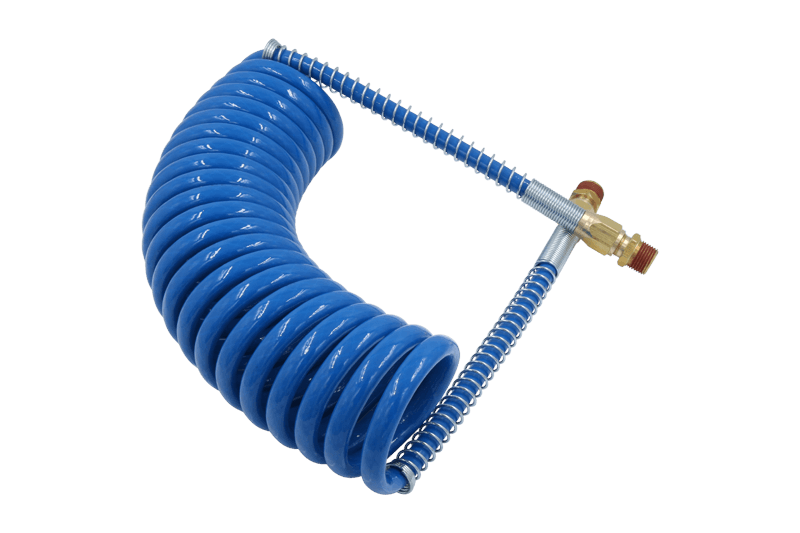 Coiled Air Hose, Blue Service Only, 15' with 12" Leads